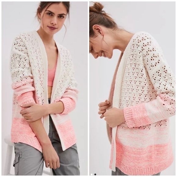 Anthropologie Faustia White and Pink Ombre Knit Cardigan - Picture 1 of 11